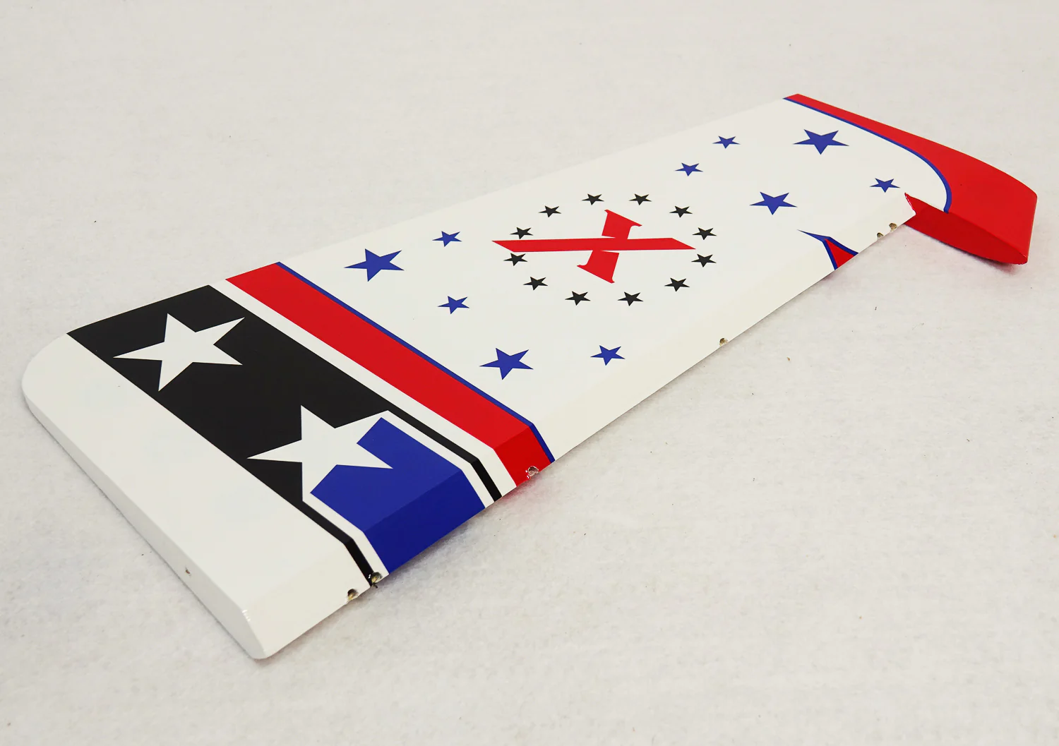 104" LASER-EXP Rudder - Printed Red/White/Blue Scheme