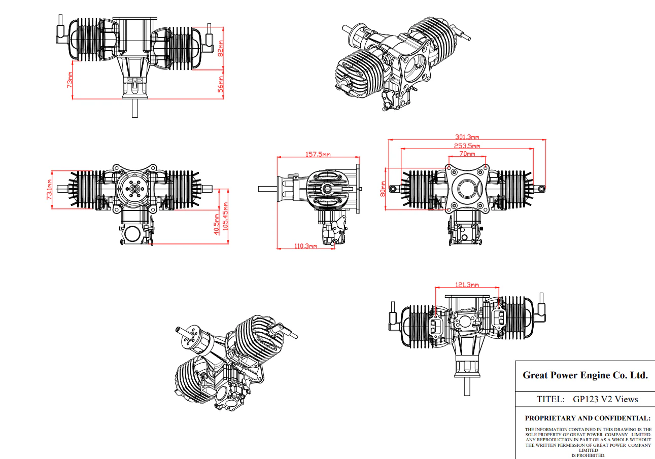 Great Power GP-123 Twin Gas Engine - Image 3